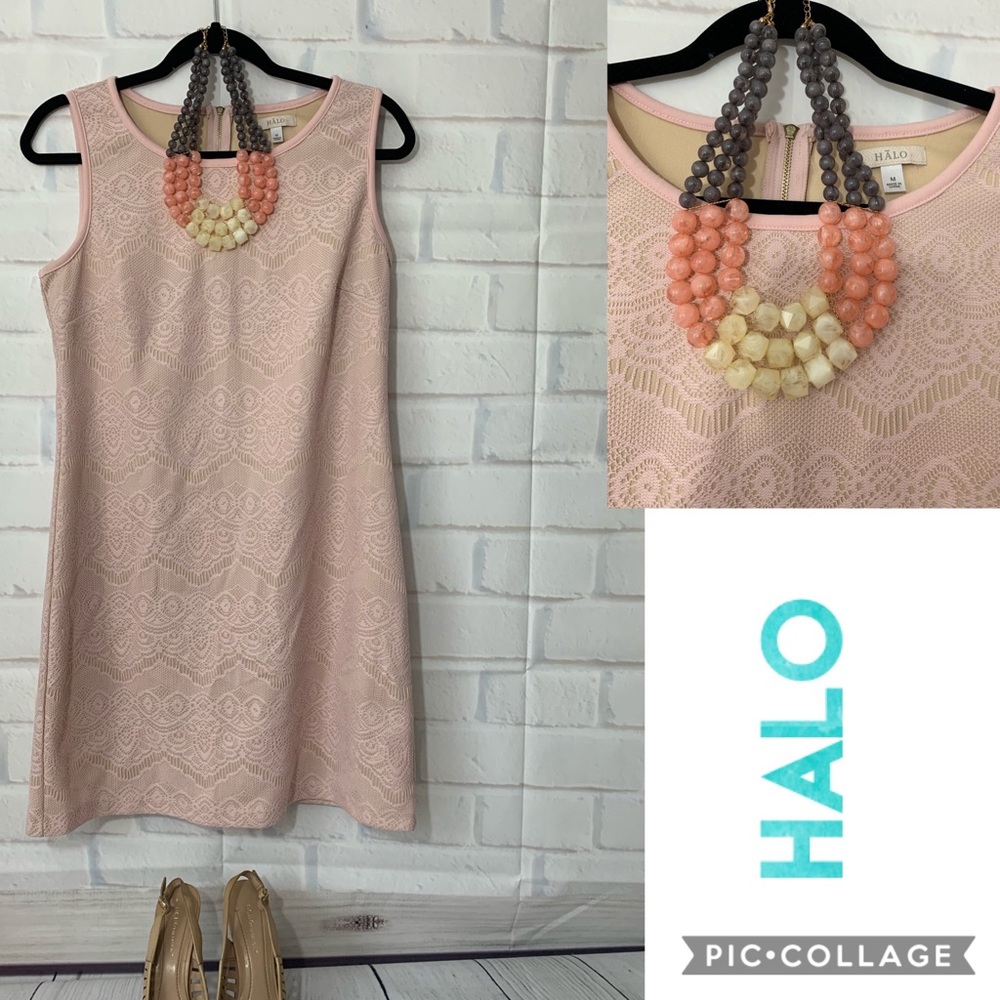HALO Champagne Herringbone Lace Dress
